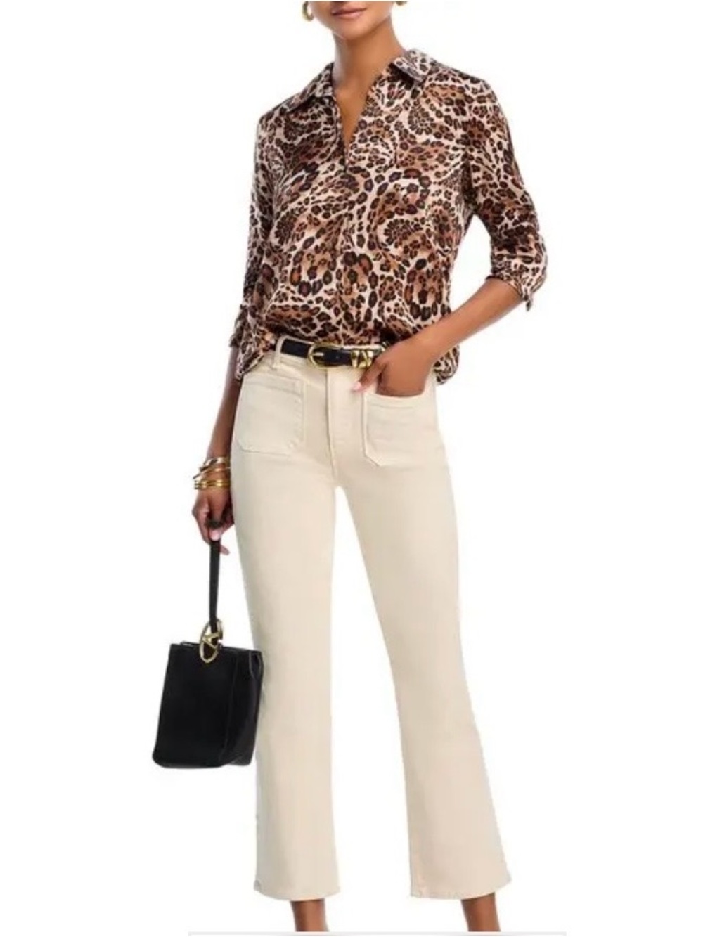 L’Agence Tyler Silk Leopard Print Long-Sleeve Blouse - Brown size M - Picture 12 of 12